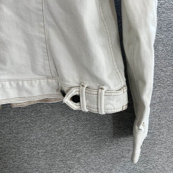 Eddie Bauer Jean Jacket Womens Size L White Button Up Cotton Blend Casual Denim - Picture 14 of 16